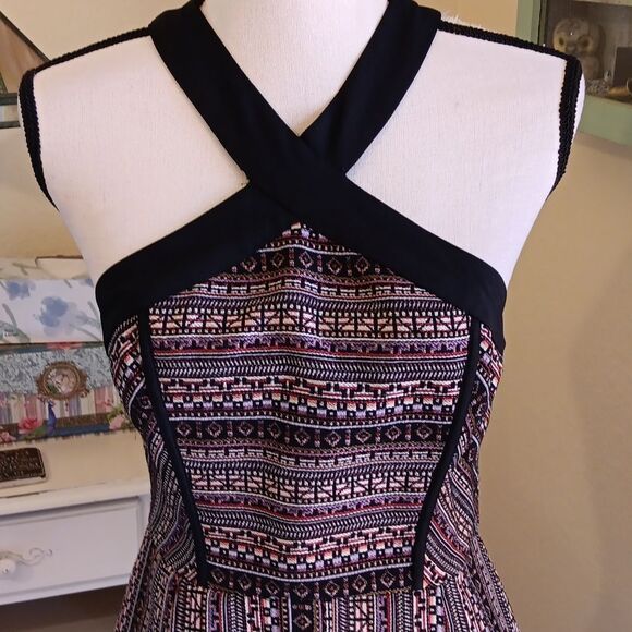 BCBGeneration Woven Fit and Flare Dress. Halter, Boho. - Picture 4 of 16